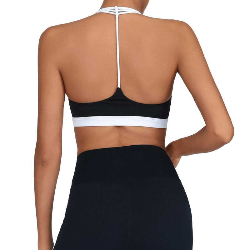 Ropa de yoga transfronteriza de comercio exterior, chaleco, ropa interior deportiva con espalda hermosa, tirantes finos, alta elasticidad, transpirable, contraste, sujetador de fitness bra