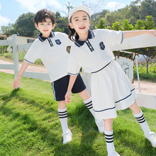 小学生夏季运动风校服儿童纯棉中裙学院风班服套装幼儿园园服套装