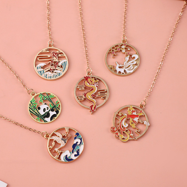 DIY Guofeng Panda Dragon and Phoenix Alloy Accessories Alloy…
