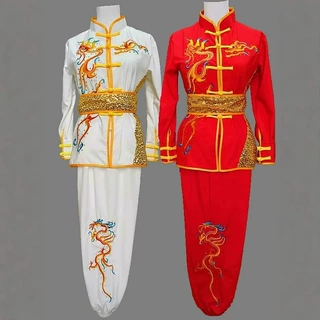 六一儿童武术表演比赛练功服太极长短袖男女童刺绣龙中国风演出服