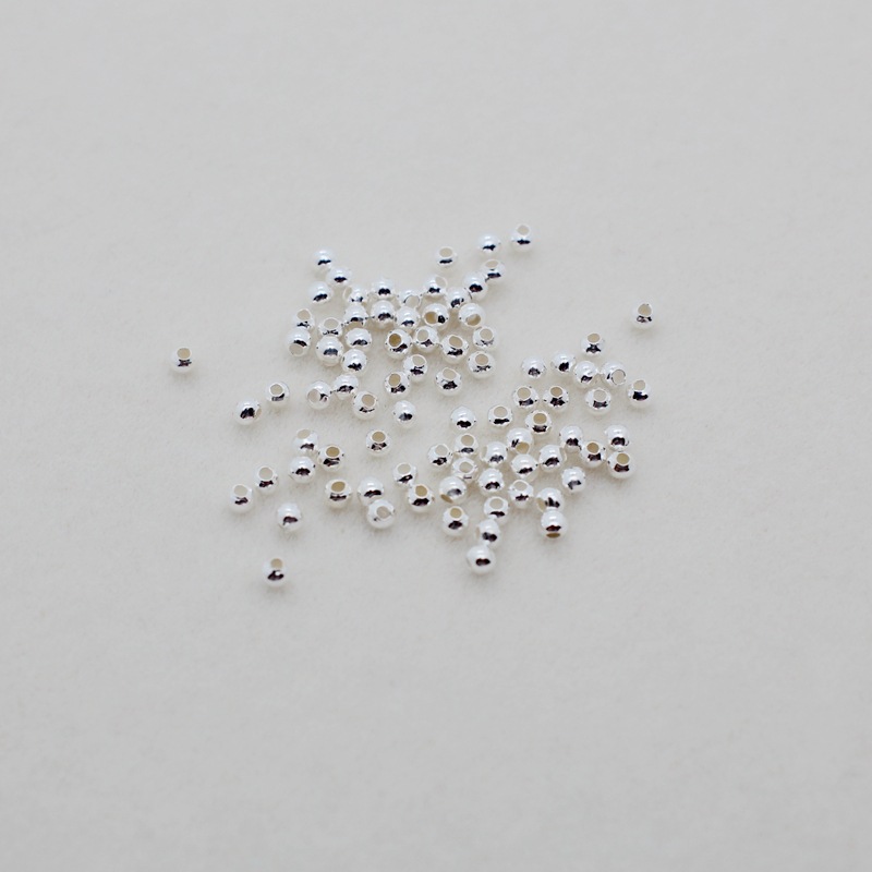 1g Weight 10 Pieces 1 Piece Diameter 2mm Hole 1~1.9mm 925 Sterling Silver Geometric DIY Jewelry Accessories Beads