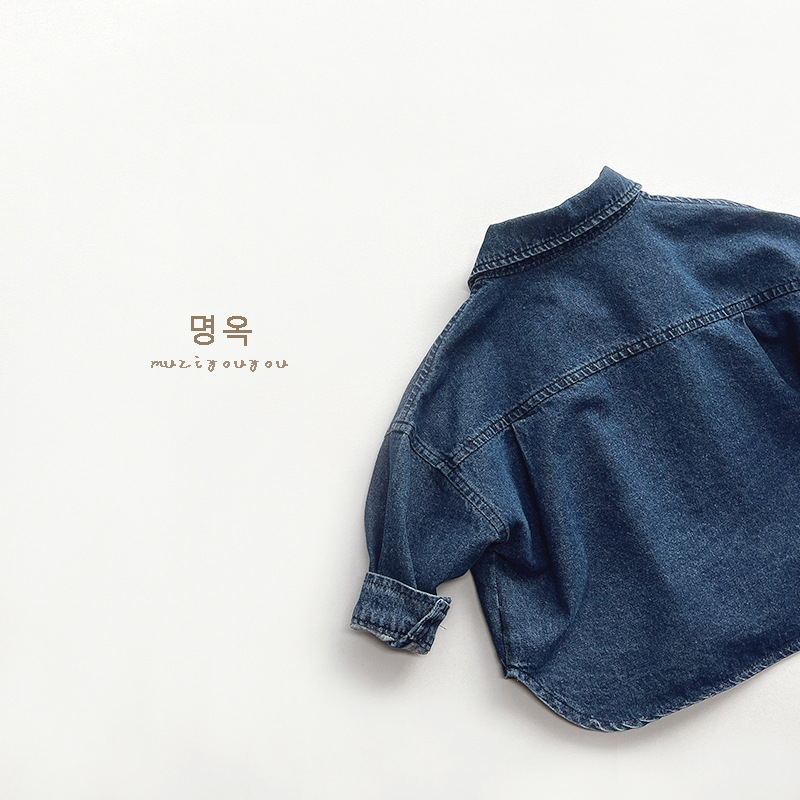 Desgaste del resorte ~ camisa de Mezclilla los muchachos 2024 Nuevas muchachas ocasionales Top moda abrigo para medianos y pequeños niños