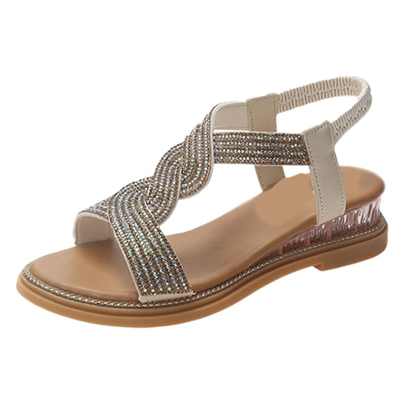 Sandalias romanas de mujer 2024 nuevo comercio exterior moda rhinestone estilo de hadas verano zapatos de mujer Sandalias casuales de mujer al por mayor