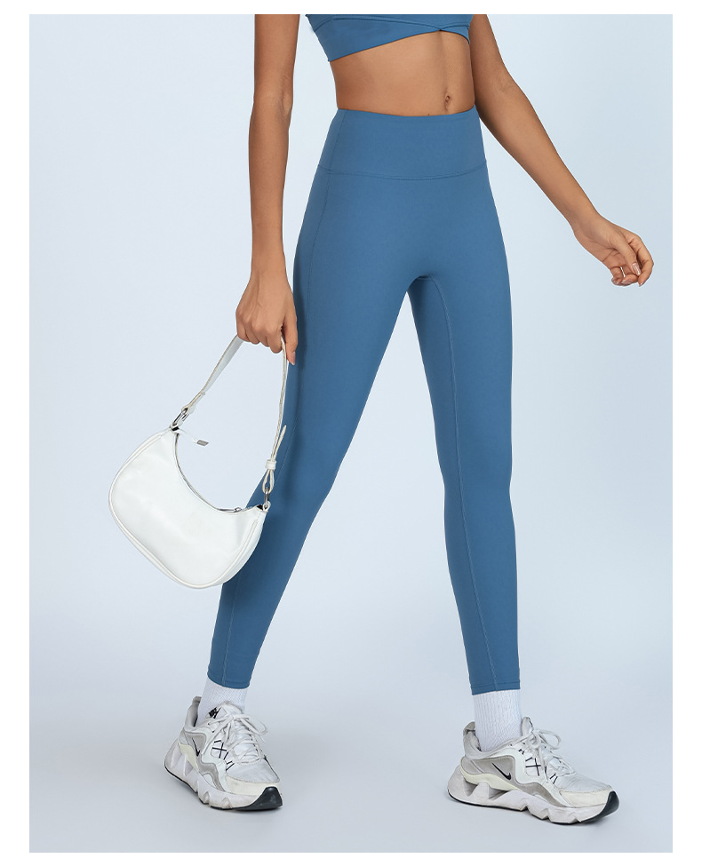 Pantalones básicos desnudos de yoga sin líneas avergonzadas, pantalones de gimnasio de cadera para correr, pantalones deportivos de secado rápido para mujeres