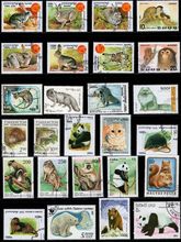 熊猫泥猴毛皮动物专题邮票50枚不重复盖销票外国邮票