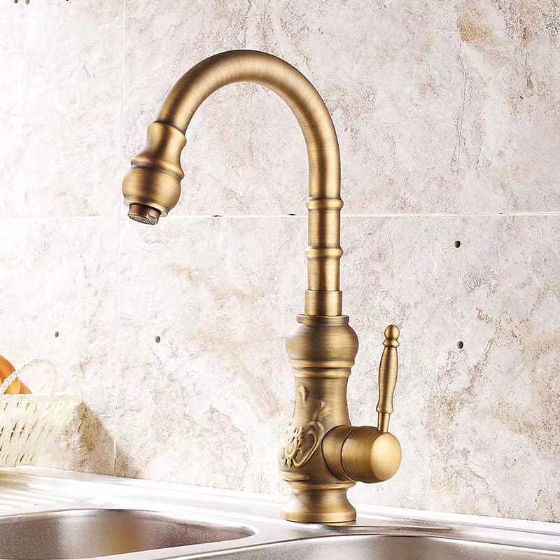 Cross-border European and American-style Antique Faucet Carved Kitchen Sink Faucet Cold and Hot Mixed Water Vegetable Washing Basin Faucet