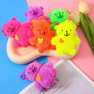 Stretch light toy large cute bear teddy bear LED flash vent ball manufacturers direct sale extrusion toys