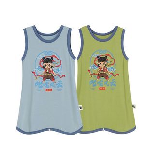 Boys' Modal One-Piece Pajamas Summer Children's Sleeveless Anti-Kick Sleeping Bag Baby Girl Air Conditioning Home Clothes Nightgown