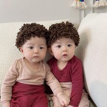 秋冬韩国爆款婴儿可爱造型泡面头帽子男女宝宝卷卷保暖套头帽