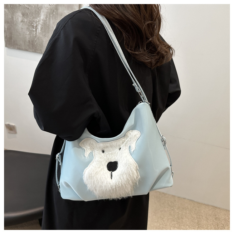 Cute little dog tote bag, women's bag, fashionable new school style backpack, large-capacity commuting single-shoulder bag undefined