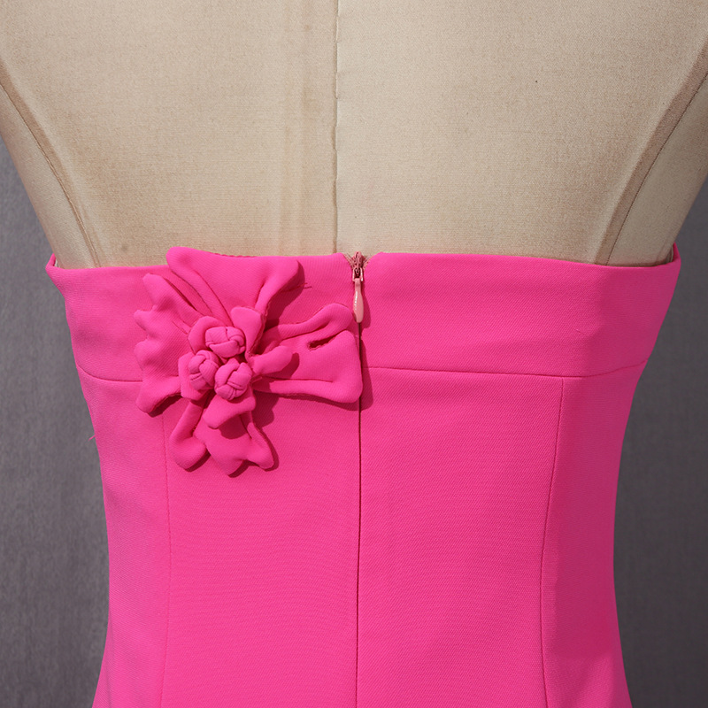 Rose Pink Tube Top Short Dress Three Dimensional Floral Decoration Solid Color Dress 21 Rose Pink Tube Top Short Dress Three Dimensional Floral Decoration Solid Color Dress