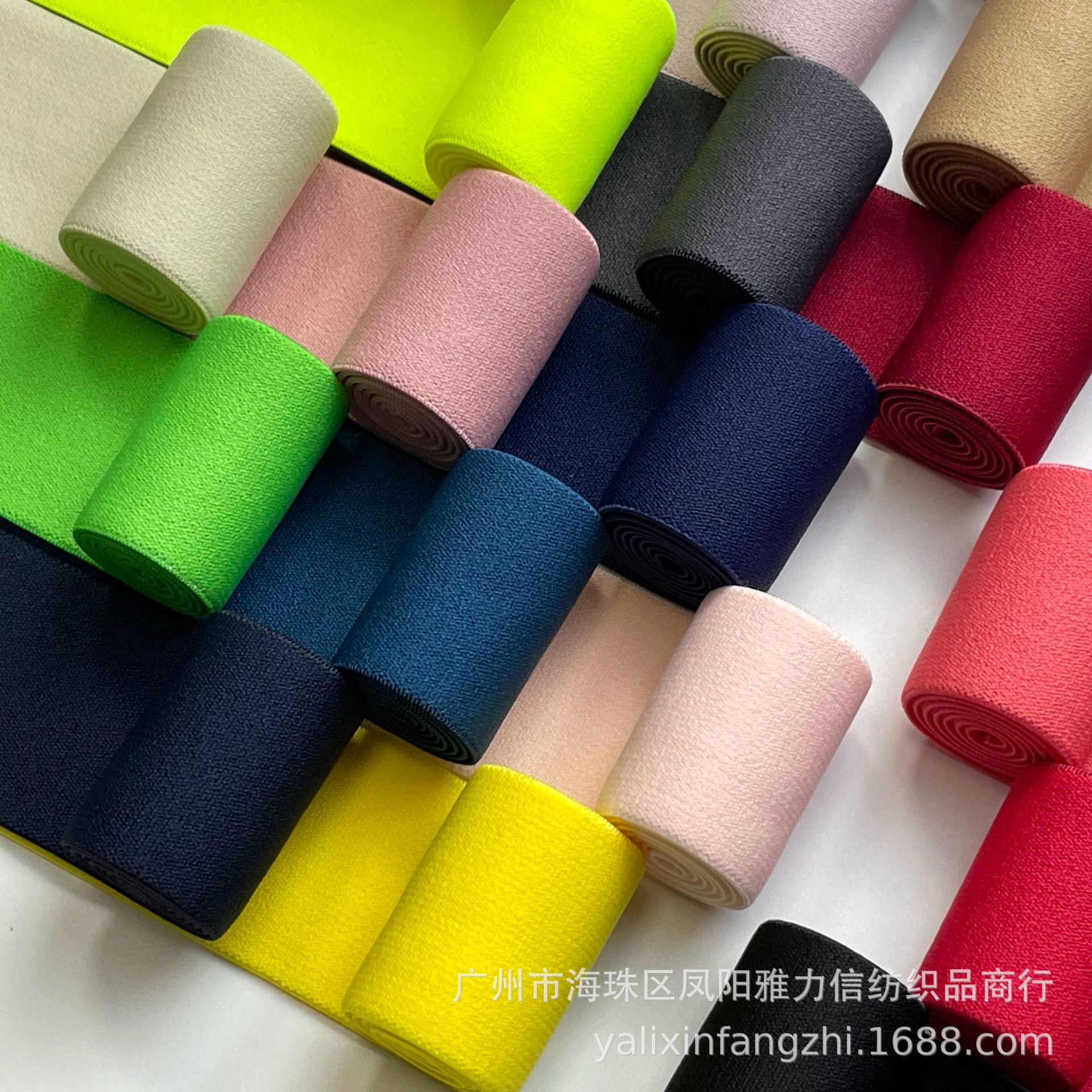 Fabricante spot engrosamiento color puro banda elástico de alta elasticidad de grano liso suave para la piel banda elástica de la cintura de terciopelo de doble cara