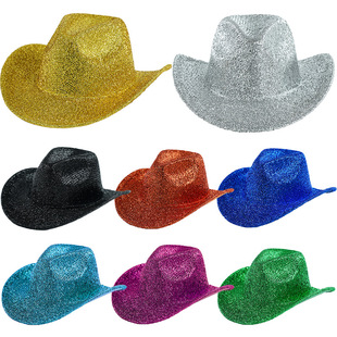European and American Sequin Multi-Color Western Cowboy Hat Cross-Border Party Cool Stage Performance Jazz Hat Festival