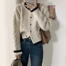 白色短款加厚毛衣春款女装2025新款外套慵懒风开衫针织衫秋装上衣