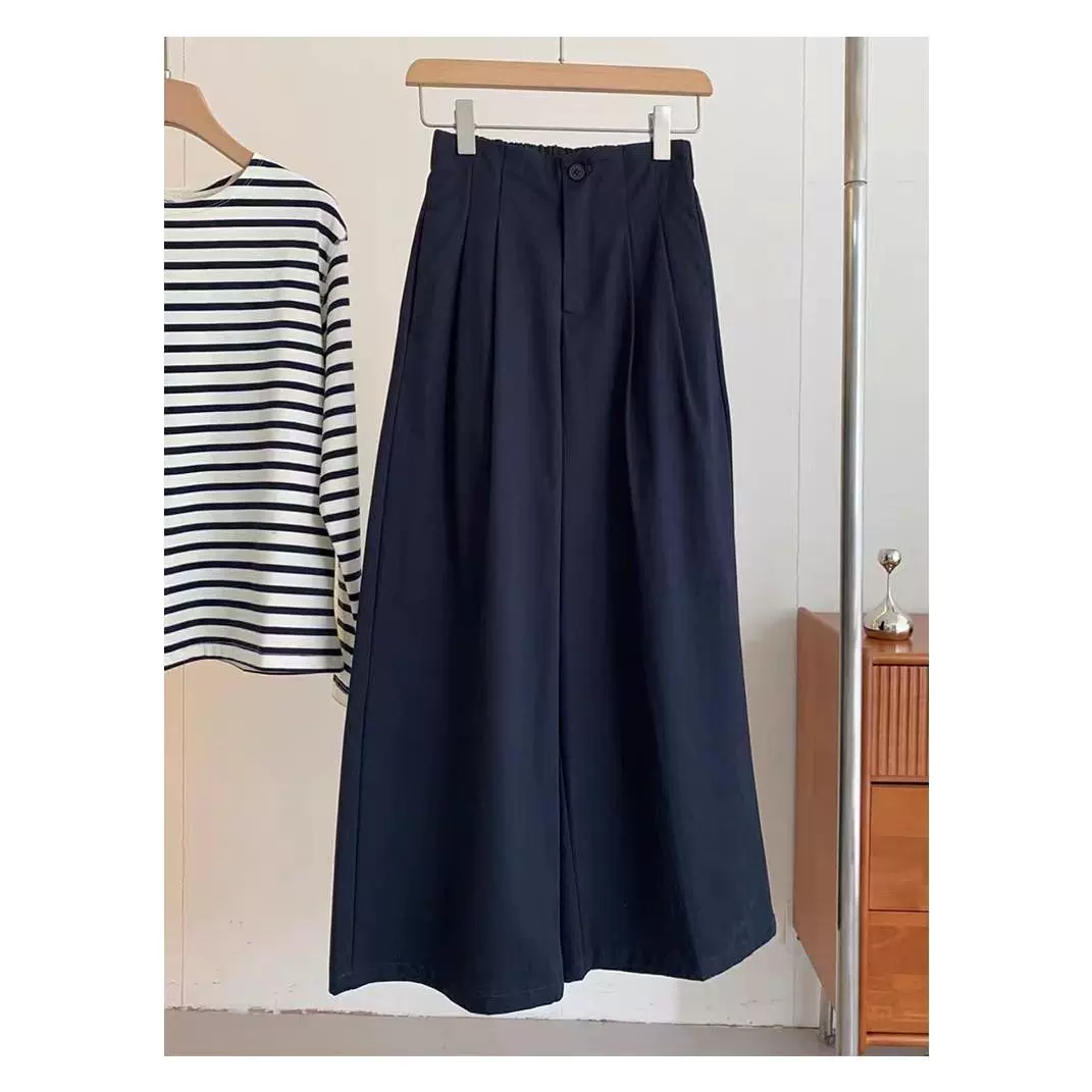 [Pure Cotton - Washed water - No shrinkage in the later stage] Темпераментные брюки-кюлоты женские 2025 весна чистый хлопок высокая талия прямые штанины