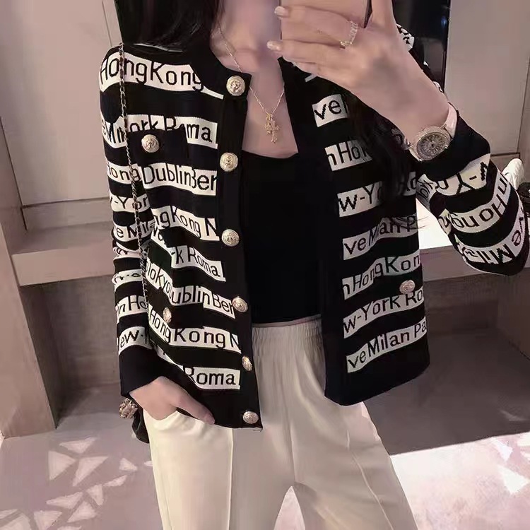 Women's Patterned Designer Cardigan Autumn Spring Sweater Jacket_voghion.com
