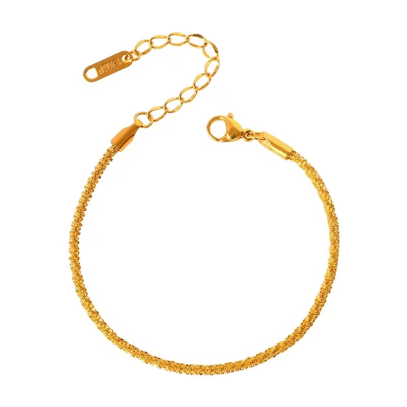Daily Occasion 304 Stainless Steel Material Solid Color Pattern Women'S Gender PVD Coated Real Gold Plated 18K Gold Solid Color 304 Stainless Steel Simple Style Waterproof Non Tarnish 304 Stainless Steel Bracelets