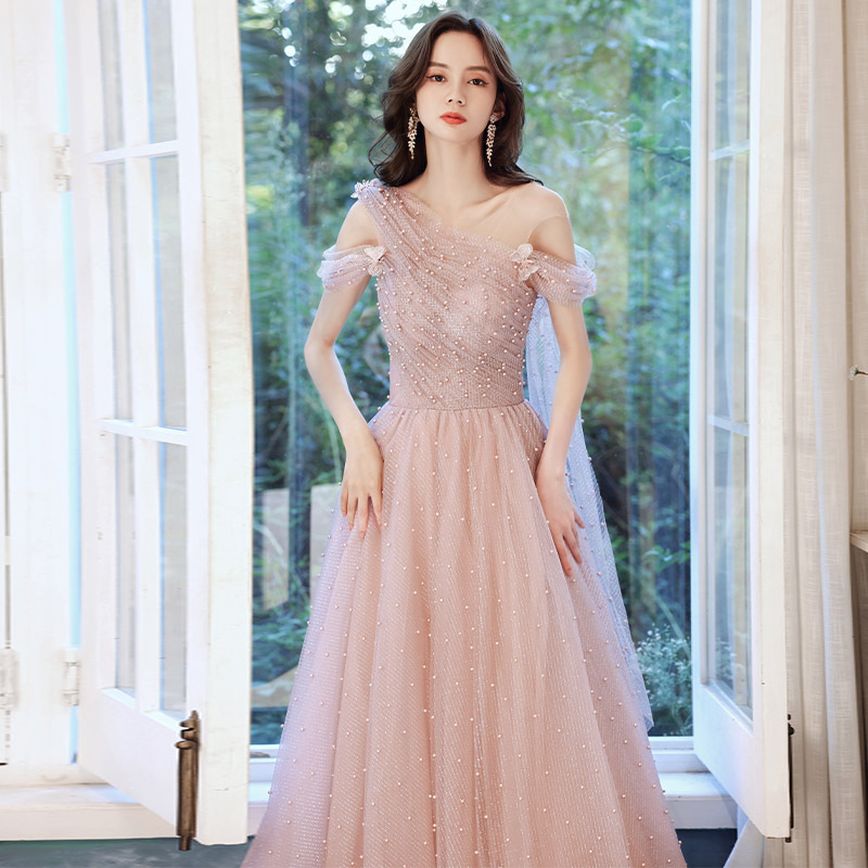 Pink Evening Dress for Women 2025 New Birthday Party Fairy Elegant French Petite Host Slim Dress Pink Evening Dress for Women 2025 New Birthday Party Fairy Elegant French Petite Host Slim Dress