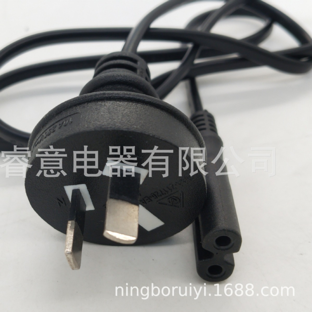 厂家供应澳大利亚两芯斜插电源线 黑色澳规电源连接线