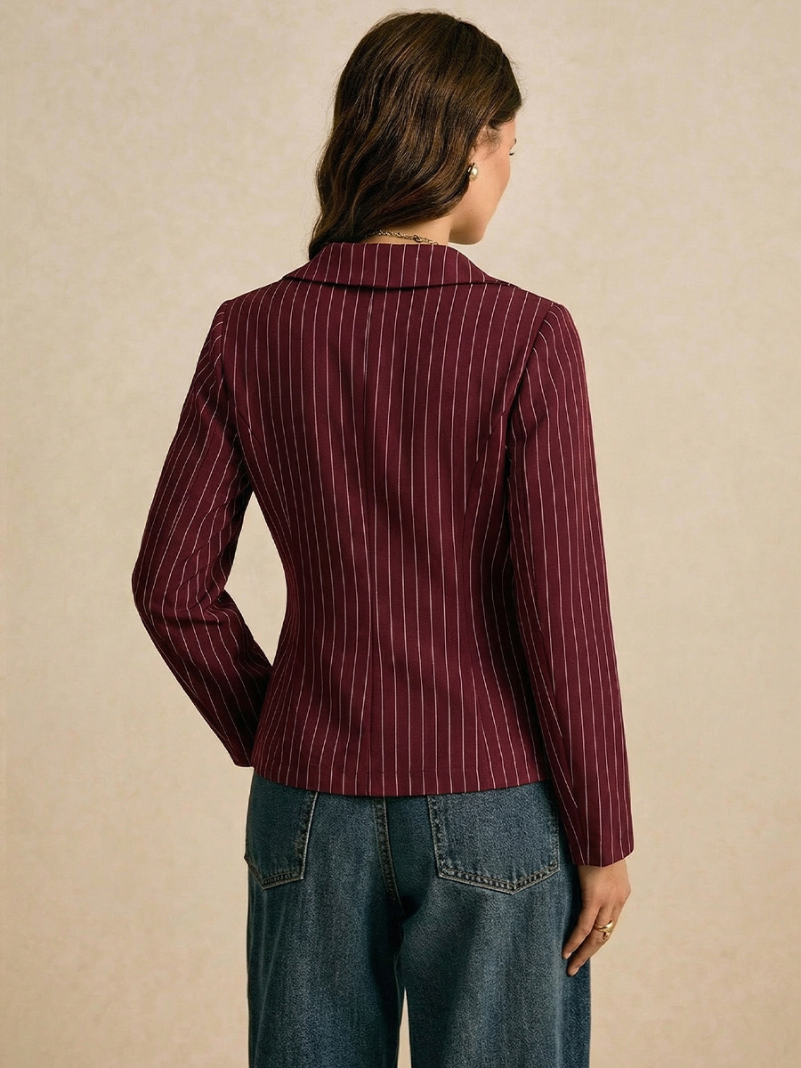 Women's Slim Fit Striped Long Sleeve Shirt Sexy Lace Top Casual Elegant Fashion Blouse For Autumn/Winter American Style_ecoleips.com