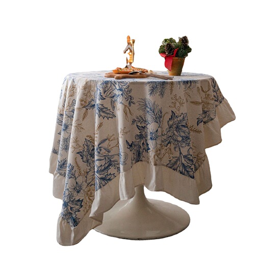 Yimanqiyun tablecloth pinecone ruffle printed holiday tablecloth American fabric rectangular factory direct supply