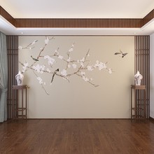 中式壁布电视背景墙家用花鸟书房间卧室客厅沙发影视墙纸壁纸壁画
