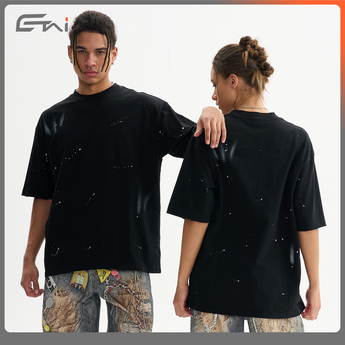 ETAI Hombre| Algodón transfronterizo suelto de alta calidad pesada marca de tendencia punto de lanzamiento retro camiseta de manga corta hombre