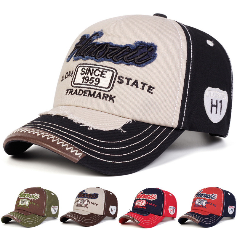 Korean-style personalized retro baseball cap with letter embroidery, sun hat for women, fashionable travel cap, men's vintage cap, trendy hat