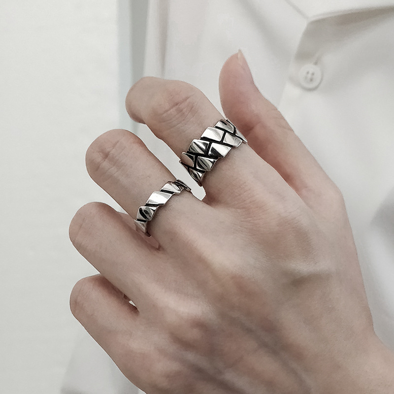 men's Stackable Rings Autumn Winter Angular For Men, Trendy Ins-style Stackable Index Finger Rings, Fashionable And Simple Diamond-shaped_voghion.com