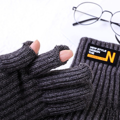 開口觸屏手套男士冬季加絨加厚羊駝絨保暖防寒情侶女學生騎行五指