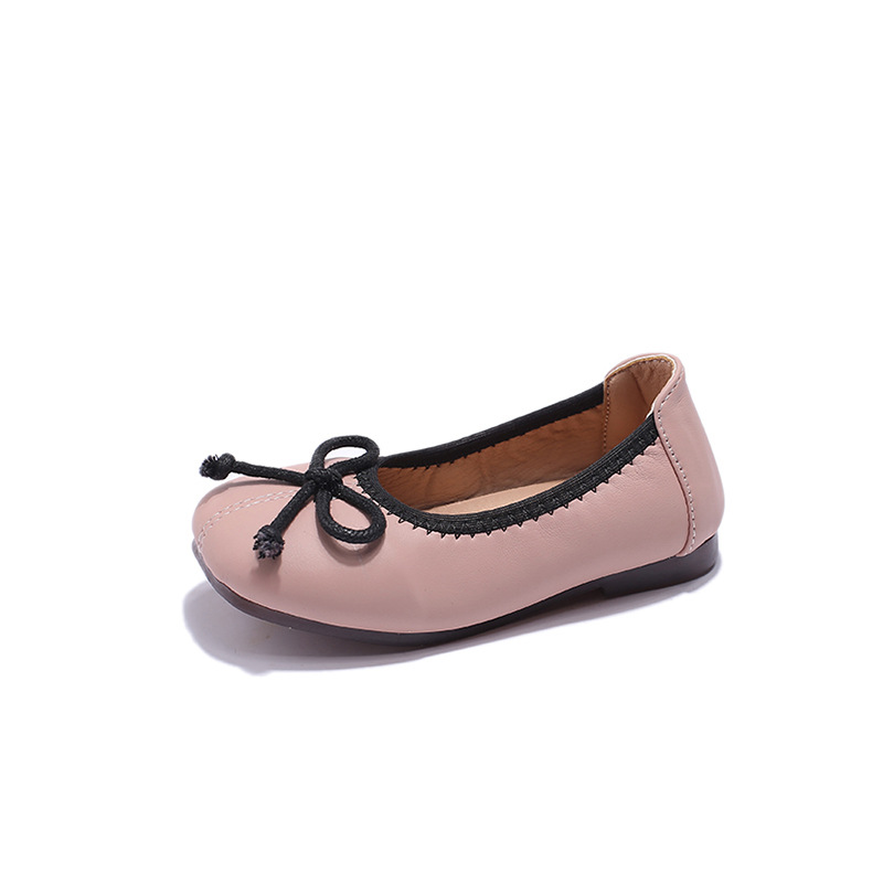 New Bow Small Leather with Shallow Mouth Soft Sole Girl's Princess Dance Spring and Autumn Children's Single Shoes_voghion.com
