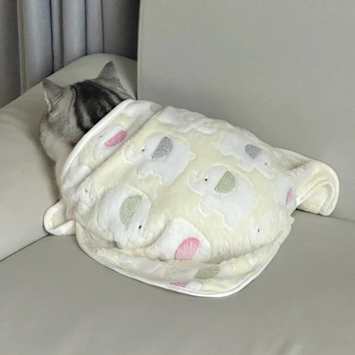 Yellow Small Elephant Cat Cover Cushion Air Conditioner Small Blanket Cute Pet-Specific Dog Cover Winter Warm Blanket