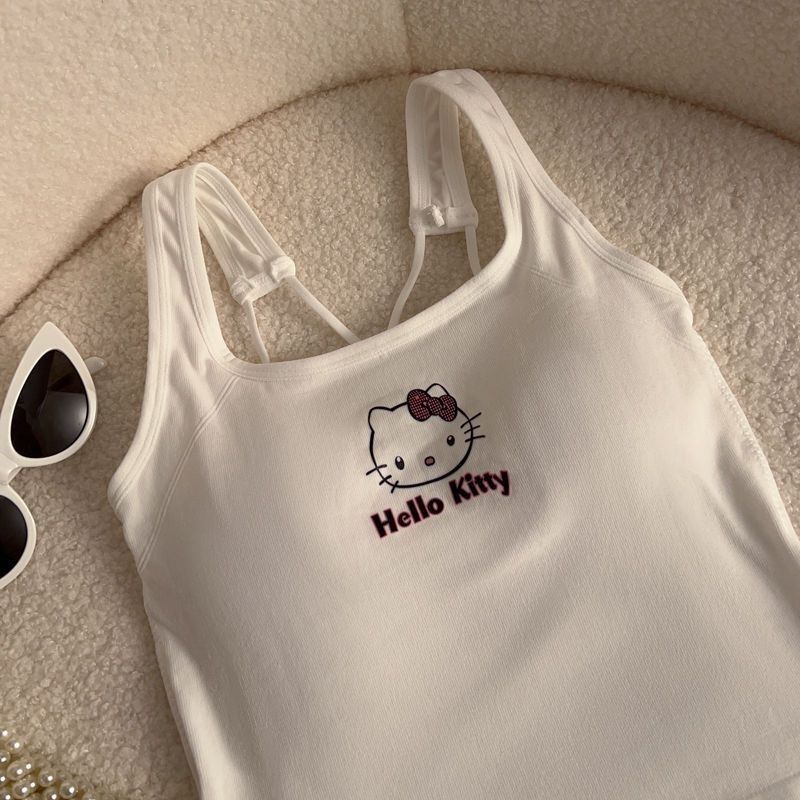 HelloKitty Original All-match Sling with Chest Pad Vest No Steel Ring Underwear Women's Slim-fit Hot Girl Top New Style HelloKitty Original All-match Sling with Chest Pad Vest No Steel Ring Underwear Women's Slim-fit Hot Girl Top New Style