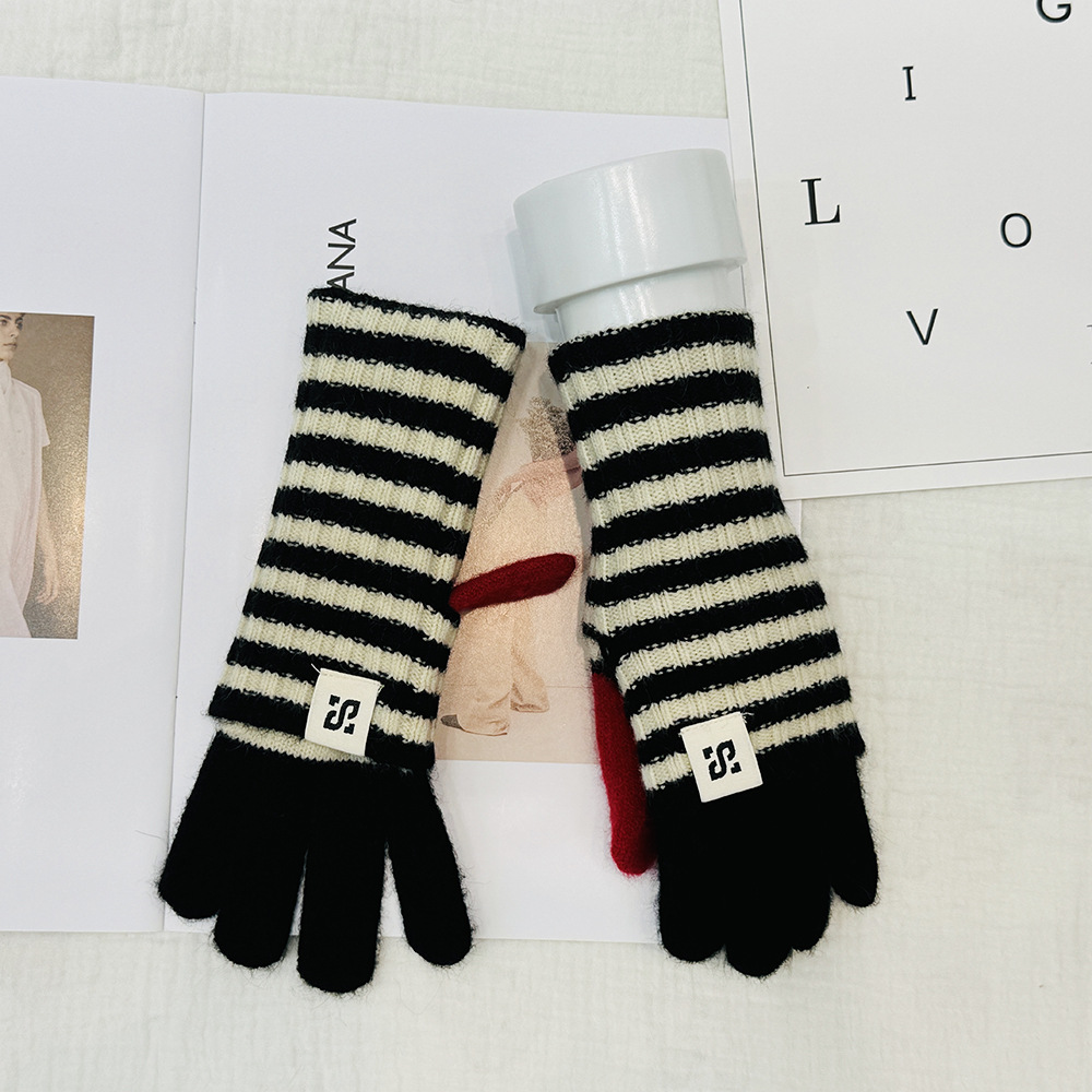 Nuevos guantes de punto de moda de pantalla táctil estriados guantes de motocicleta calientes y resistentes al frío