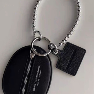 Daewoo's surname is Zhang's top layer cowhide litchi pattern key bag fashionable accessories pendant bag coin purse pendant