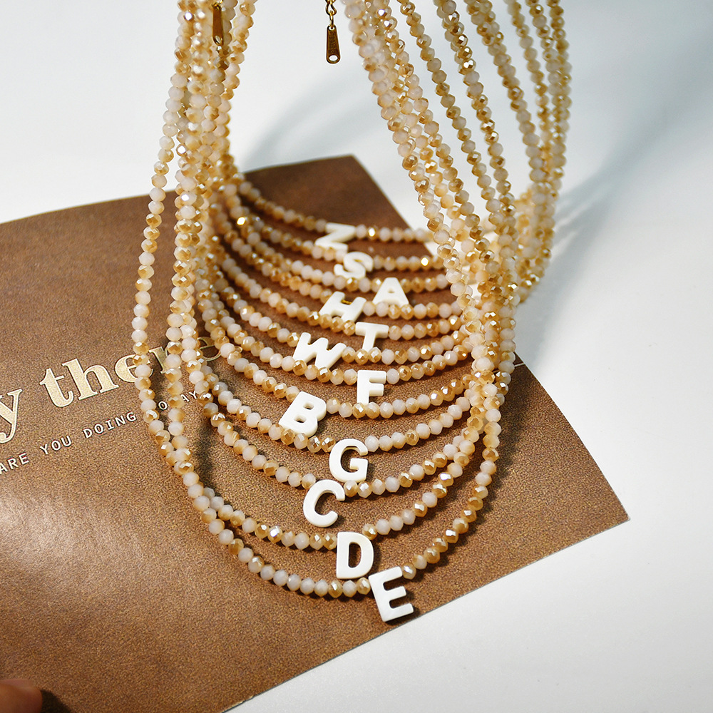 Letter Pattern Simple Style Letter 304 Stainless Steel Artificial Crystal Gold Plated Women's Necklace