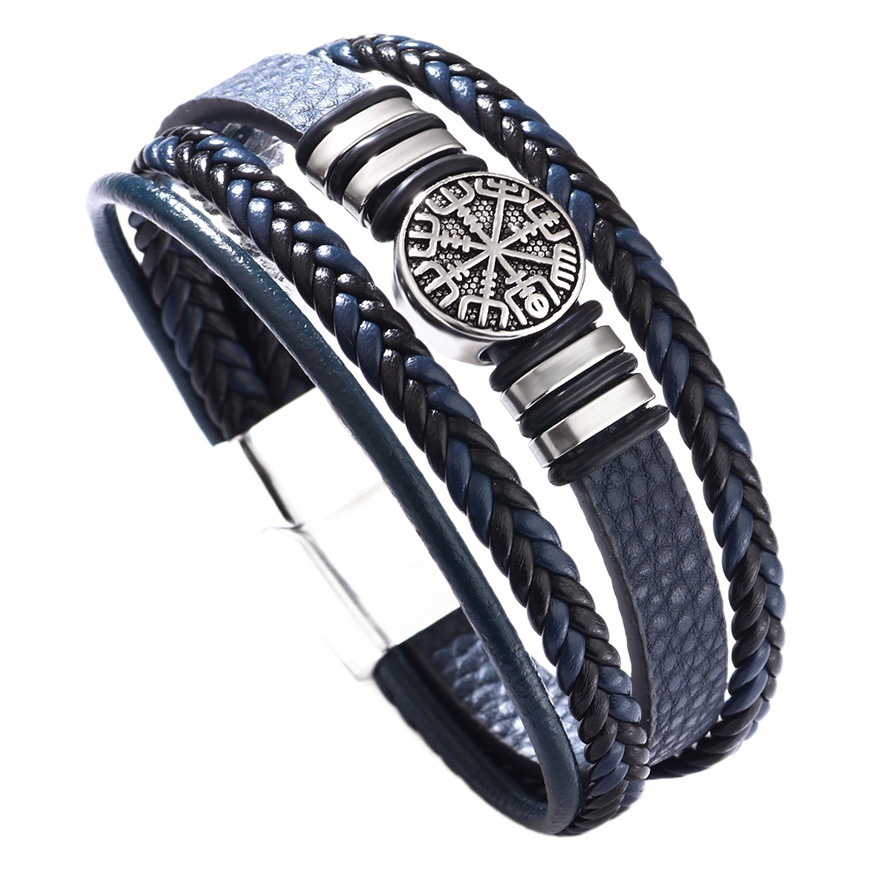 Pulsera de cuero trenzado estilo punk para hombre
