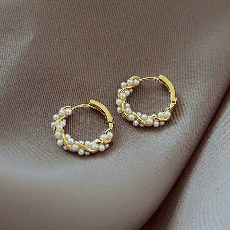 Старинные серьги S925 серебряная игла — жемчужина, кольцо и геометрические стили, легкие 0.005 кг