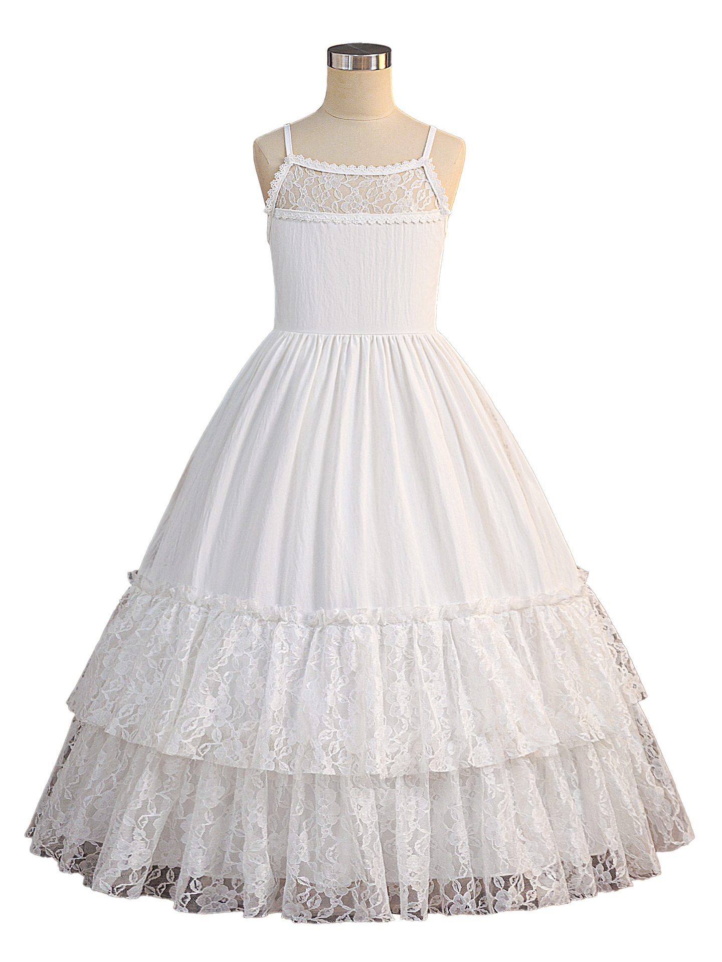 Vestido de niña blanco sin mangas de encaje esling vestido de espalda baja ropa de niños viajes casuales vacaciones vestido de princesa