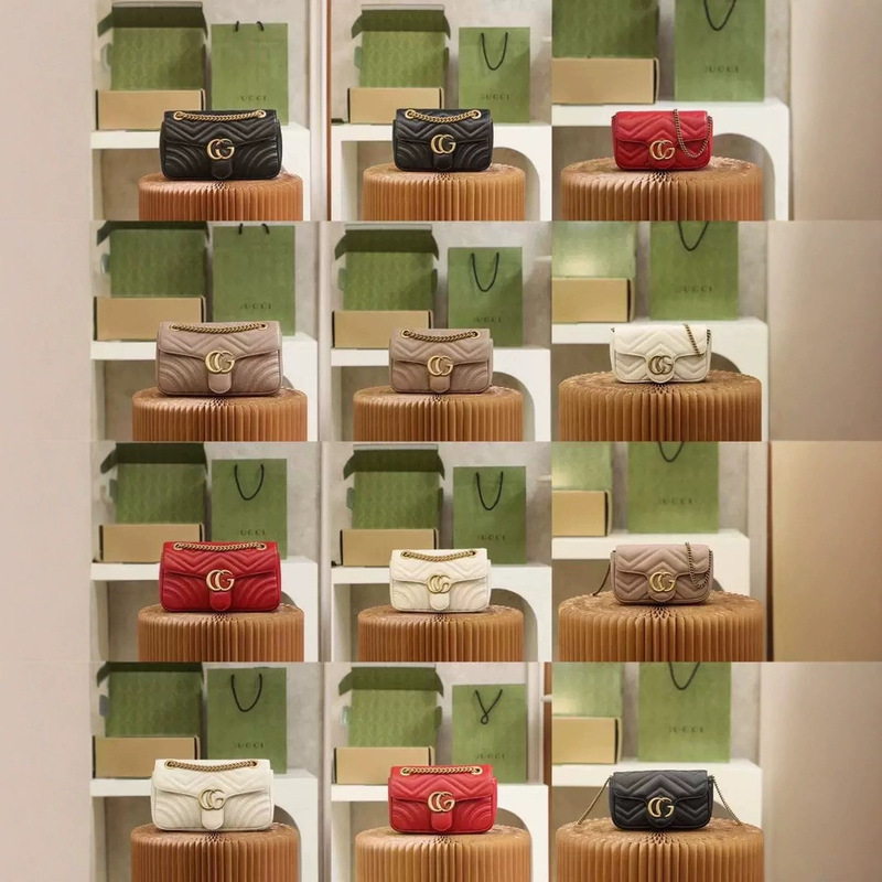 Gucci Original Marmont Horse Bag Heart Chain Bag Big Brand g Family Cool Original Leather Women's Bag