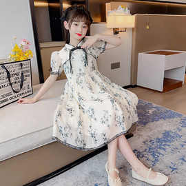 女童汉服中国风夏款2024新款古装水墨唐装夏季儿童古风超仙连衣裙
