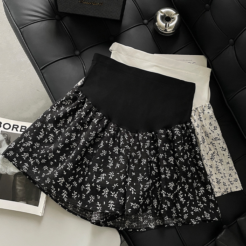 Maternity A-Line Skirt with Belly Support, High-Waisted, Fashionable and Cute Maternity Shorts, Summer Maternity Wear