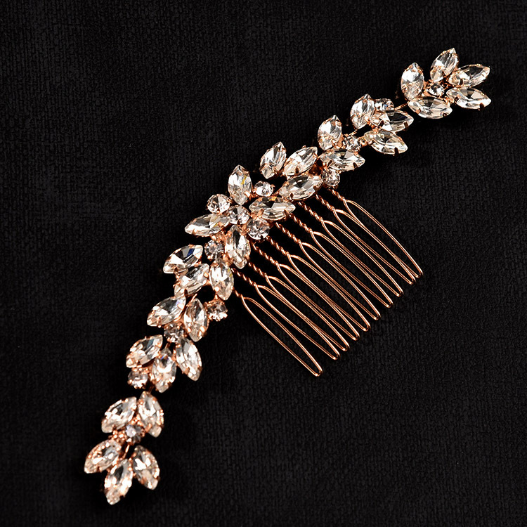 Bridal Rhinestone Hair Comb Tassel Bun Pin For Wedding Hairstyles_voghion.com
