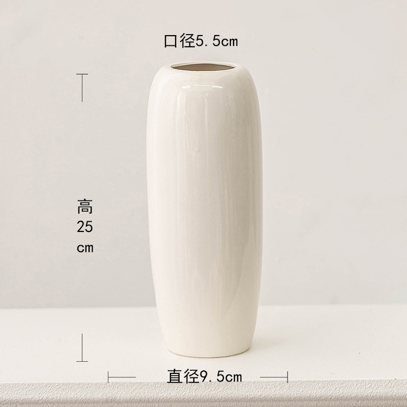 ヨーロッパのバラのフラワーアレンジメント花瓶白シンプルなセラミック花器リビングルームテーブルドライフラワー水耕装飾装飾品|undefined