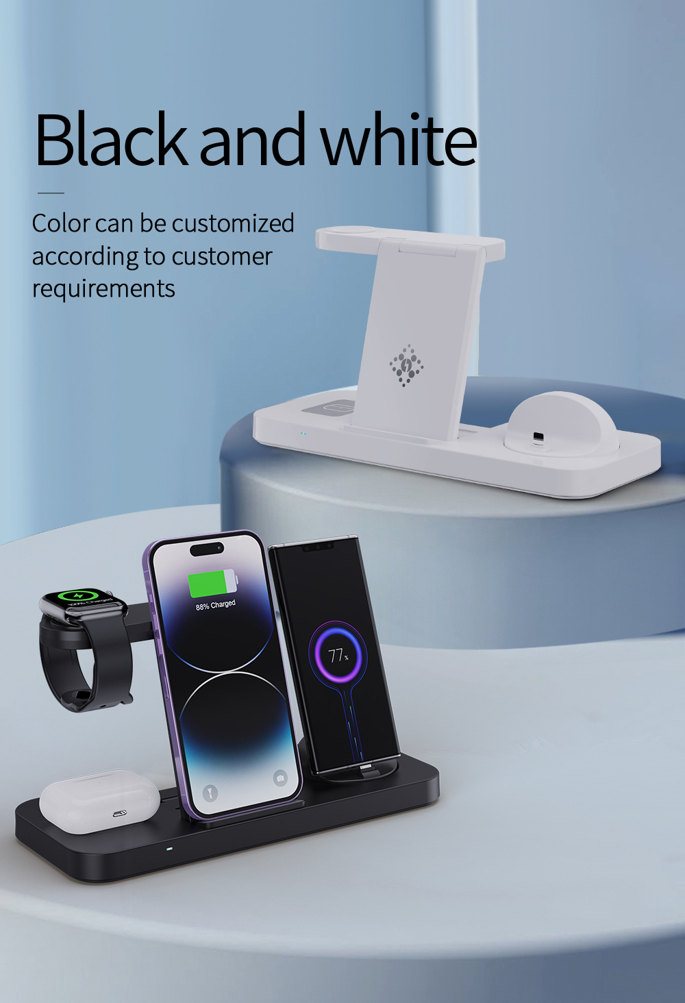 Title 19, Folding Six-in-One Wireless Charging Stand Char...