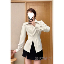 张阿星白色显瘦无袖不对称POLO领女设计感小众春季新款其它衬衣