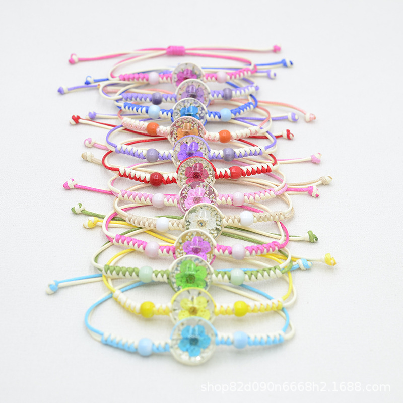 Korean Style Girl's Real Flower Bracelet Dried Daffodils Lace Flower Bracelet Student Cherry Blossom Jingdezhen Ceramic Jewelry