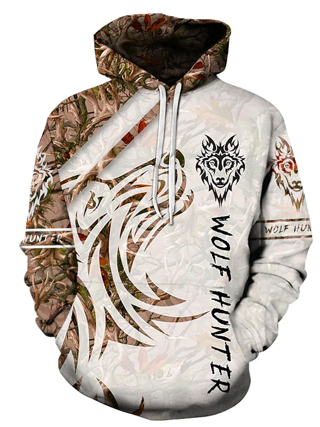 

Fashion Printing Animal Wolf Pullover Sweater Casual Hoodie