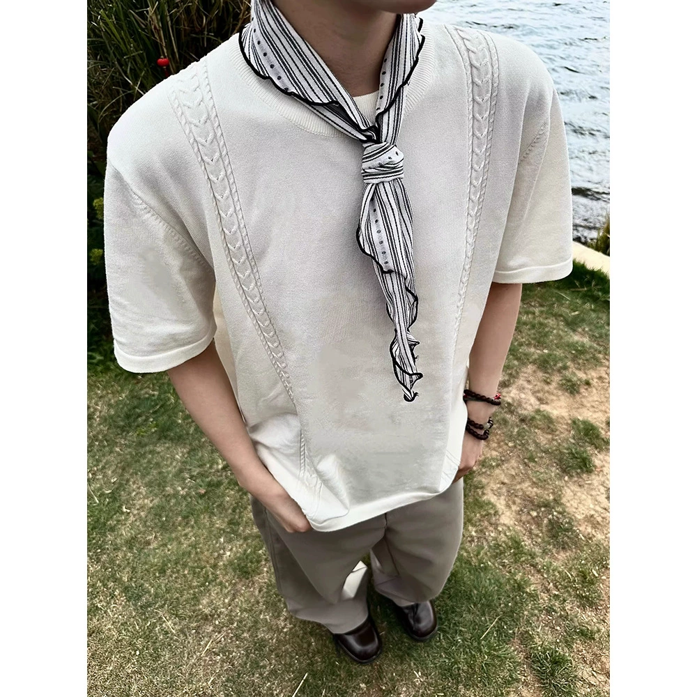 Американская высококлассная ретро прохладная футболка с короткими рукавами мужской 2025 новый свободный тренд повседневный дикий топ