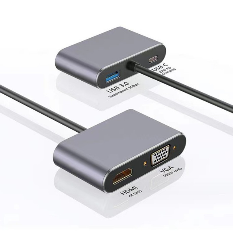 Type-c-hdmi + vga + u3 + pd usb3.1 to vgaアダプタhdmiコンバータは4kに対応しています|undefined